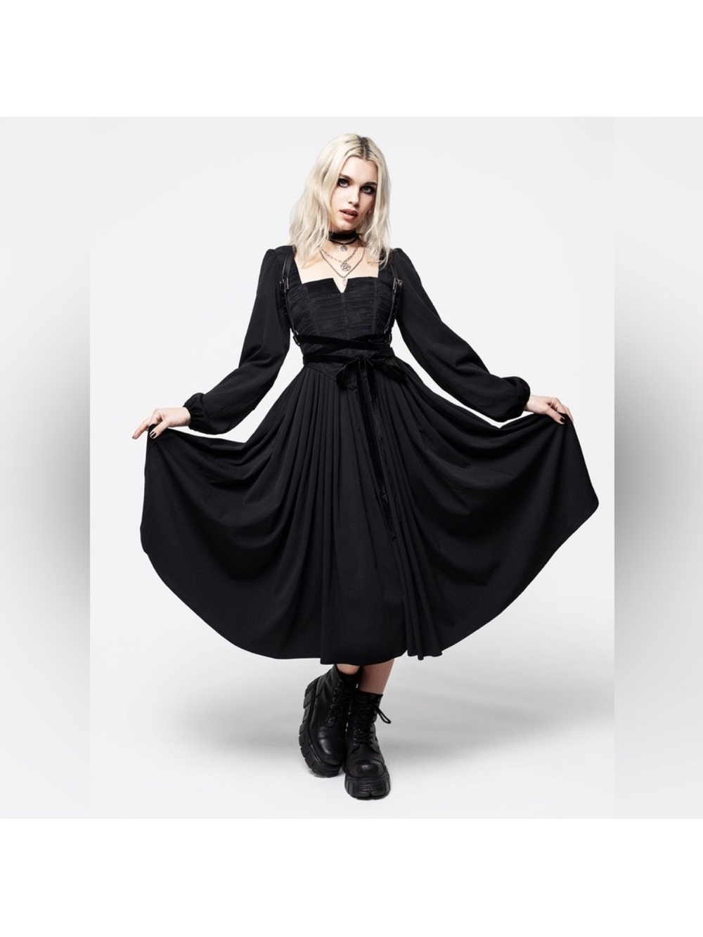 Disturbia Black Mina Corset Dress Goth Whimsigoth Vampire Halloween Szs 10/12 - Picture 7 of 12